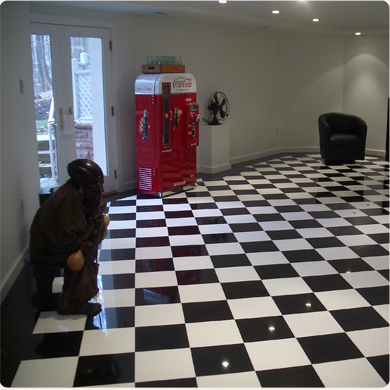 A Black and White Checker Pattern Floor