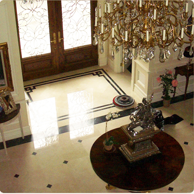 A White Color Marble Flooring of a Living Room
