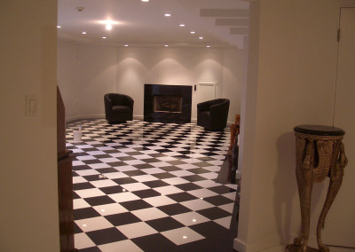 A Black and White Checker Patter Flooring of a House